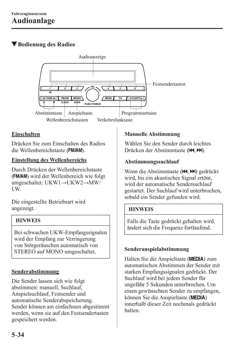 Mazda MX 5 Miata ND IV 4 Handbuch / page 320