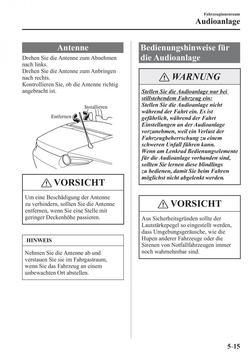 Mazda MX 5 Miata ND IV 4 Handbuch / page 301