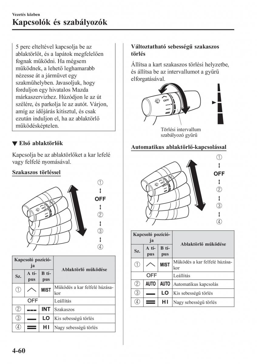 Mazda MX 5 Miata ND IV 4 Kezelesi utmutato / page 191