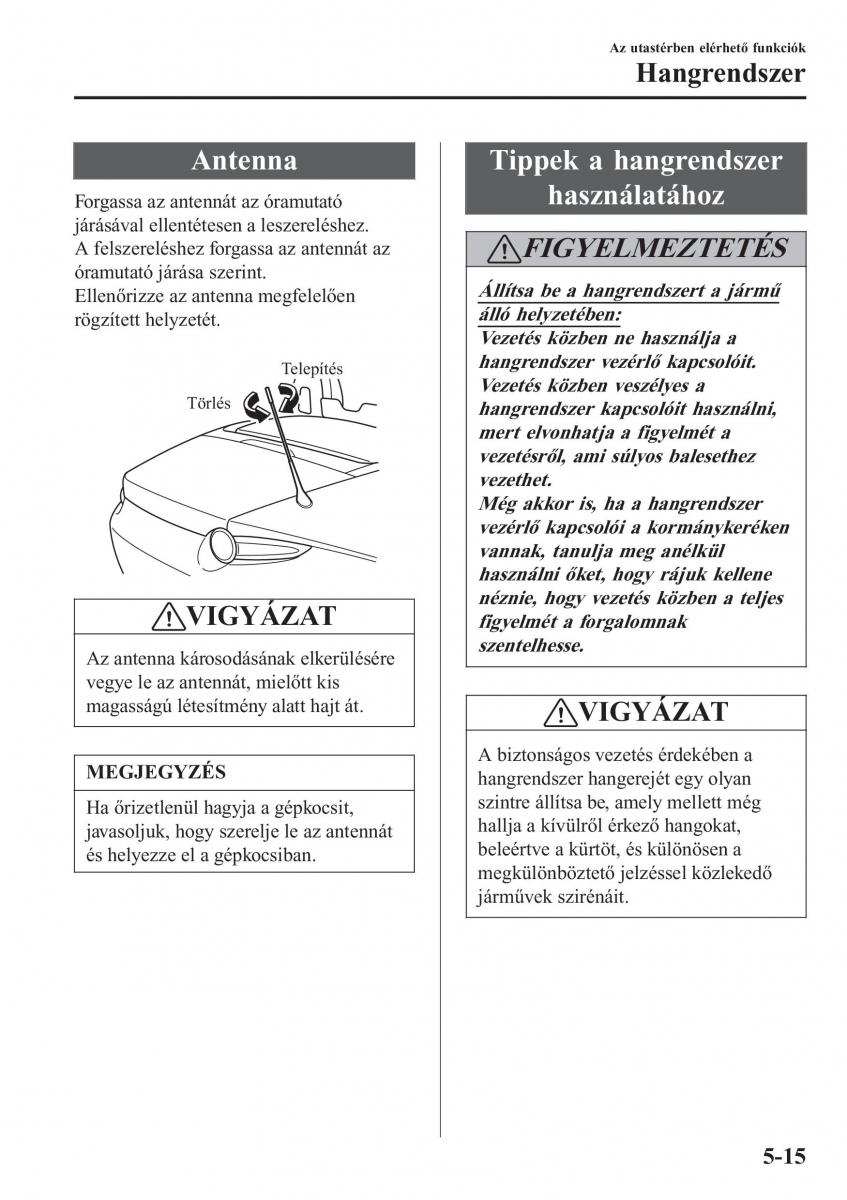 Mazda MX 5 Miata ND IV 4 Kezelesi utmutato / page 284