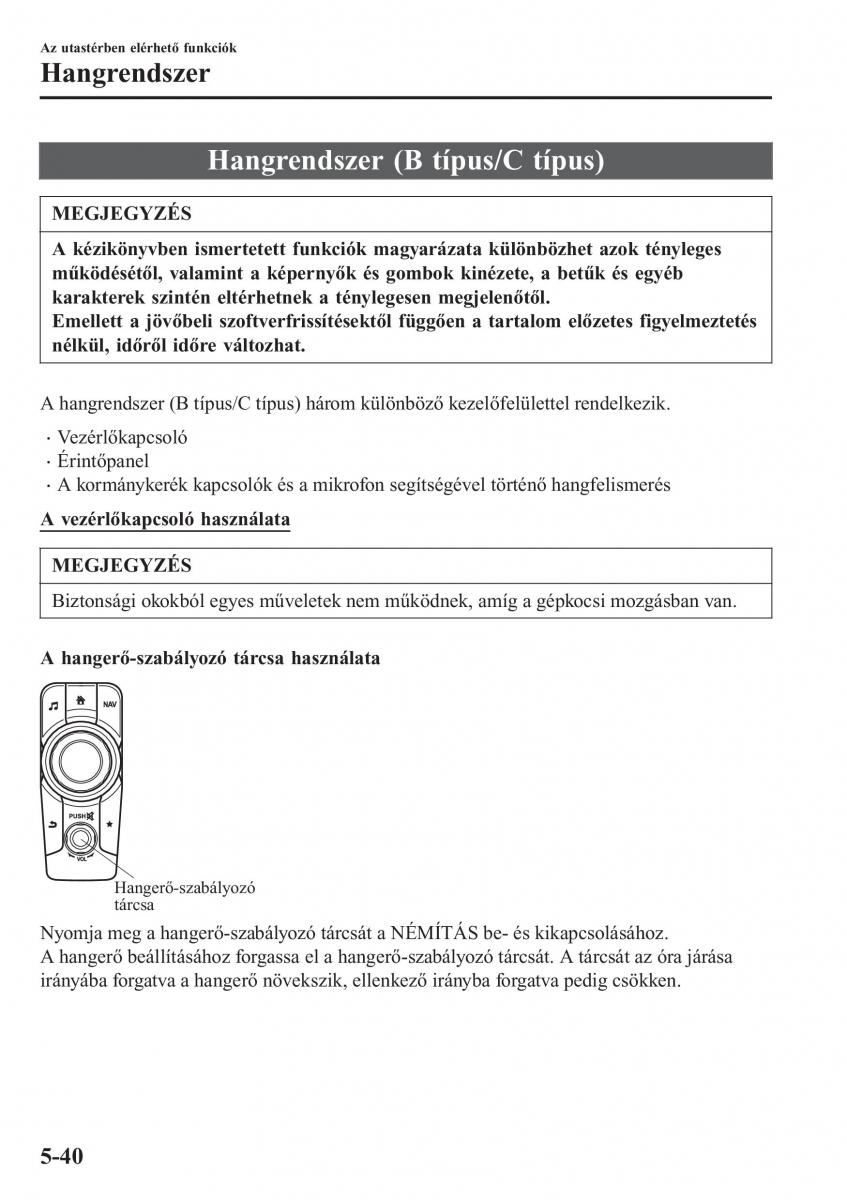 Mazda MX 5 Miata ND IV 4 Kezelesi utmutato / page 309