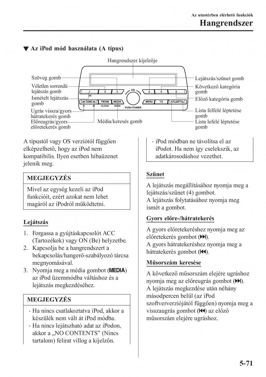 Mazda MX 5 Miata ND IV 4 Kezelesi utmutato / page 340