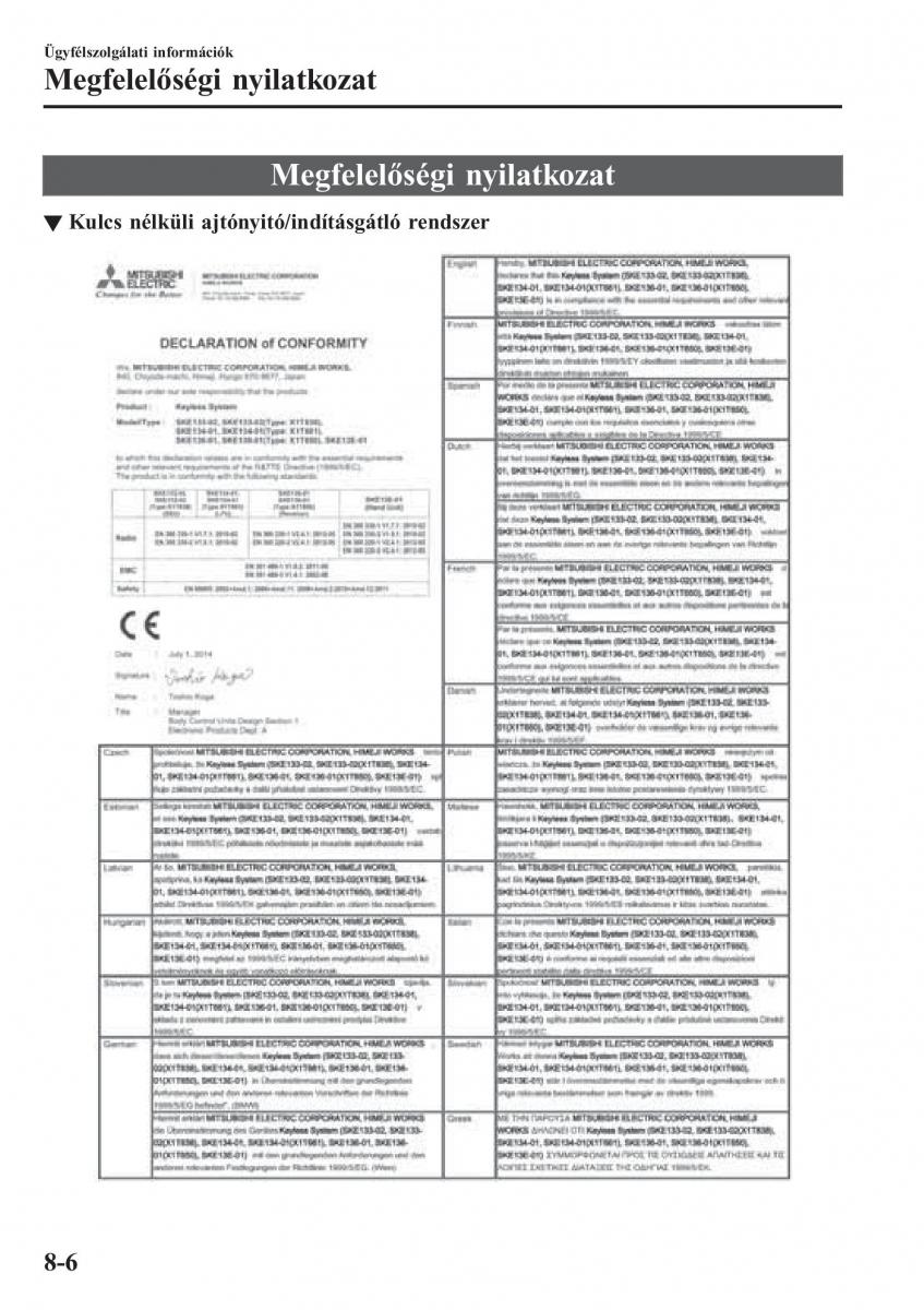 Mazda MX 5 Miata ND IV 4 Kezelesi utmutato / page 517