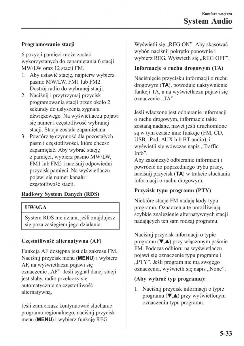 Mazda MX 5 Miata ND IV 4 instrukcja obslugi / page 312