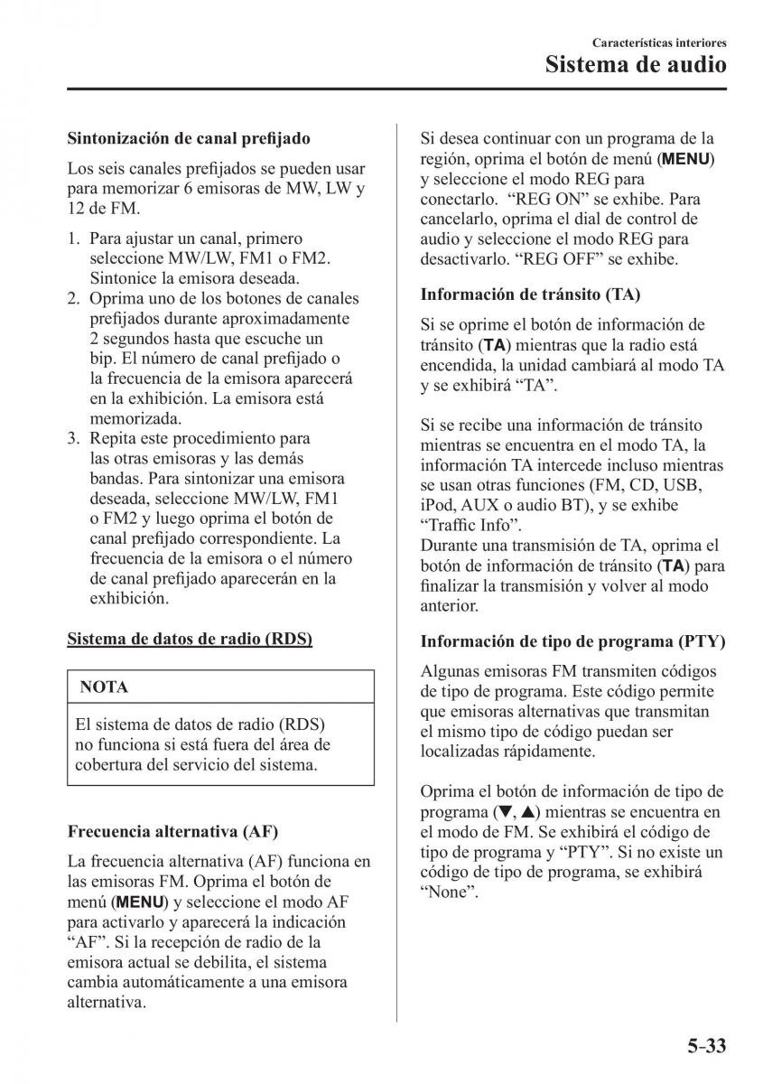 Mazda MX 5 Miata ND IV 4 manual del propietario / page 319