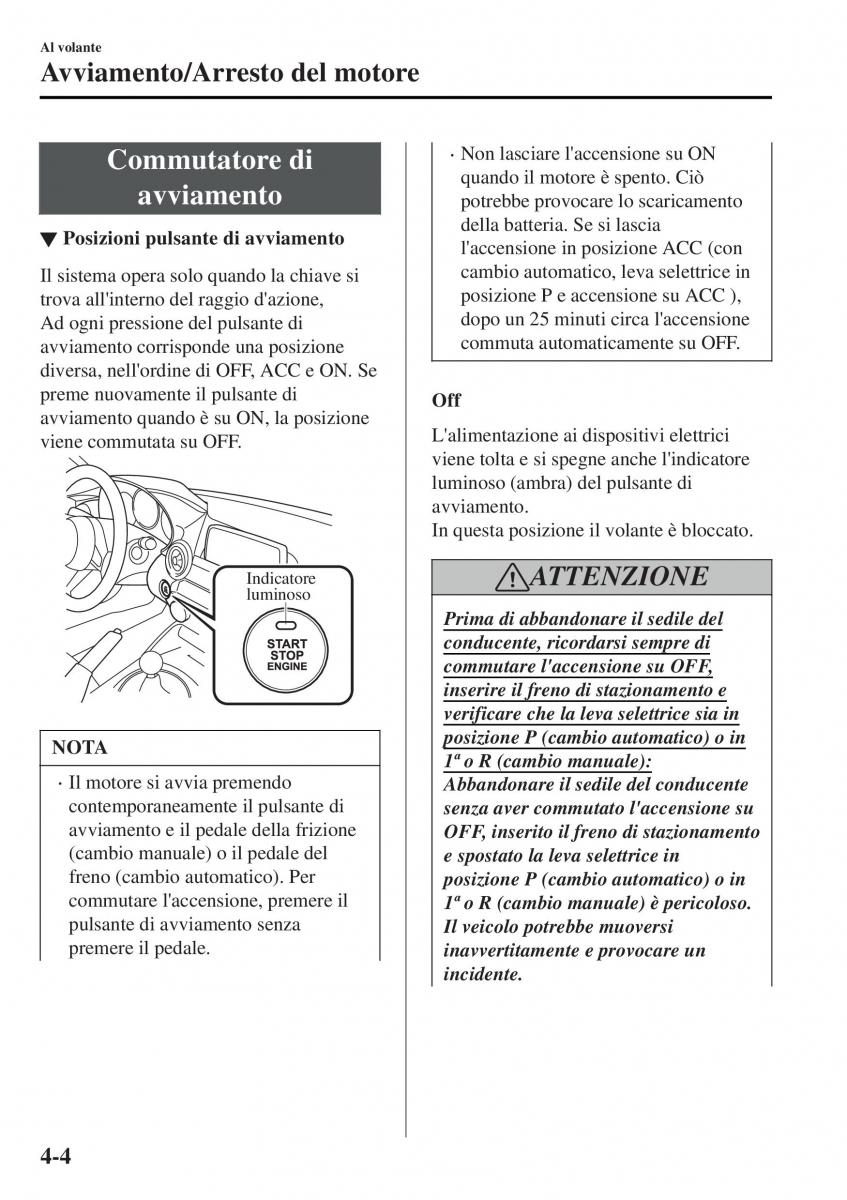 Mazda MX 5 Miata ND IV 4 manuale del proprietario / page 139