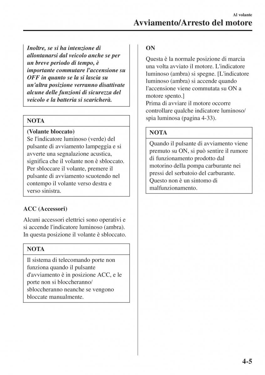 Mazda MX 5 Miata ND IV 4 manuale del proprietario / page 140