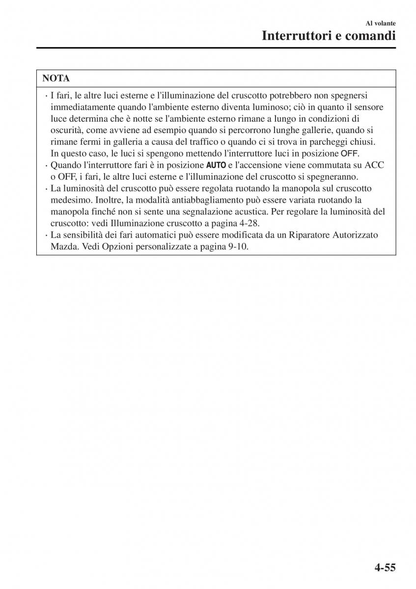 Mazda MX 5 Miata ND IV 4 manuale del proprietario / page 190