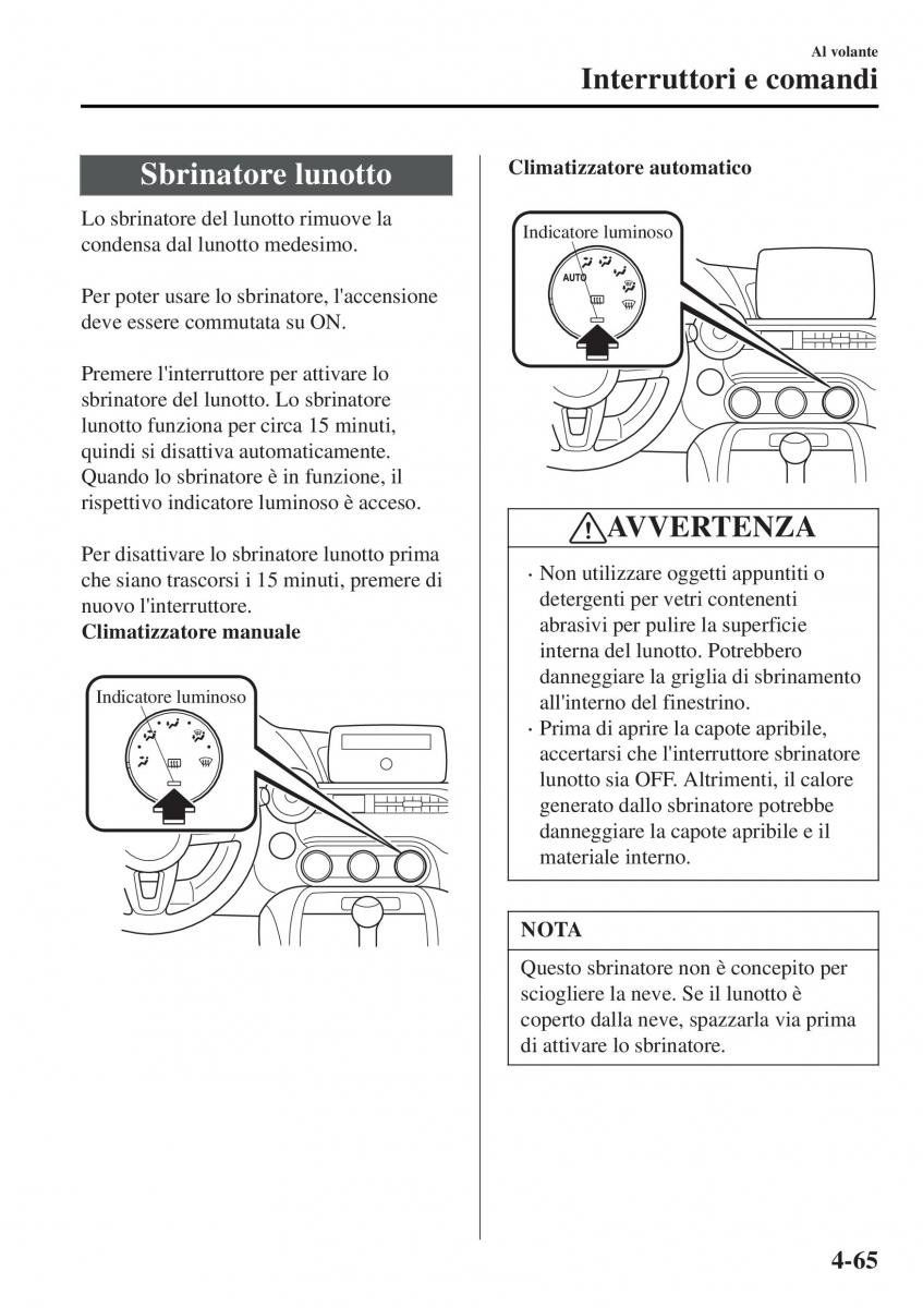 Mazda MX 5 Miata ND IV 4 manuale del proprietario / page 200