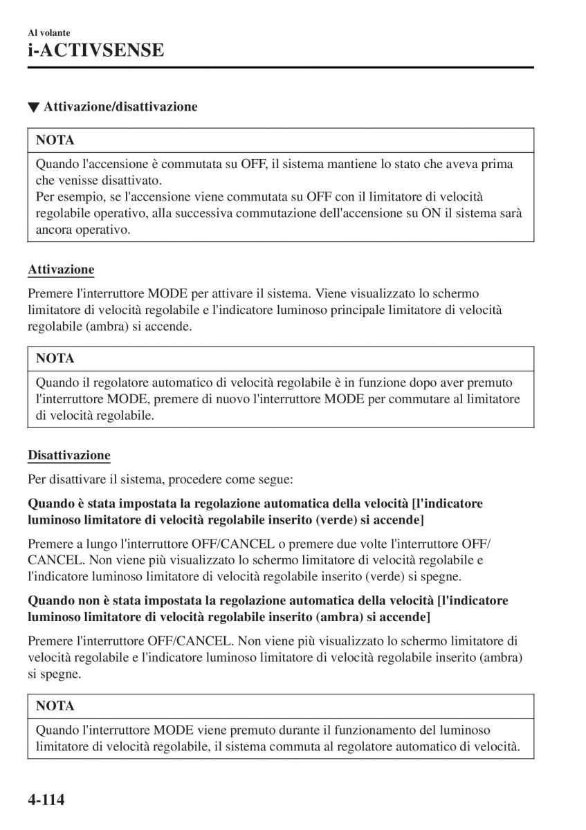 Mazda MX 5 Miata ND IV 4 manuale del proprietario / page 249