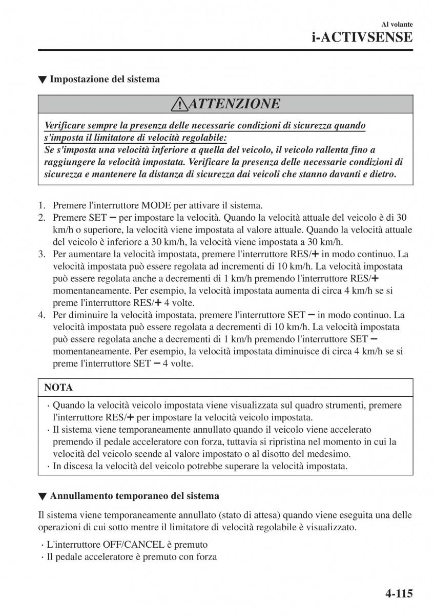 Mazda MX 5 Miata ND IV 4 manuale del proprietario / page 250