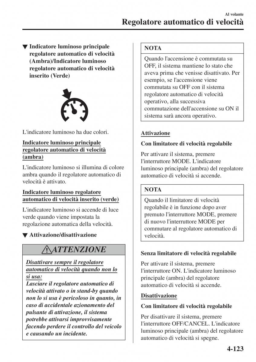 Mazda MX 5 Miata ND IV 4 manuale del proprietario / page 258