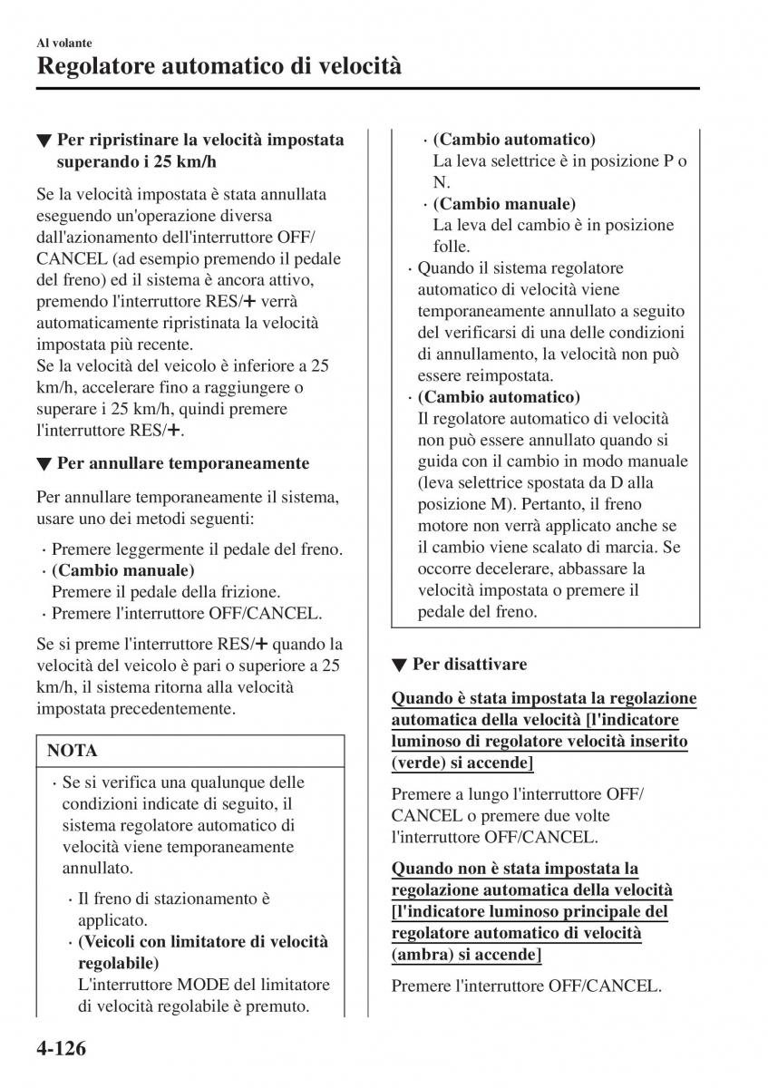 Mazda MX 5 Miata ND IV 4 manuale del proprietario / page 261