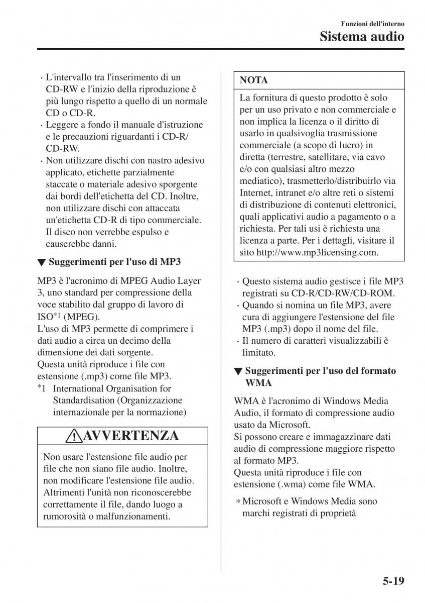 Mazda MX 5 Miata ND IV 4 manuale del proprietario / page 294