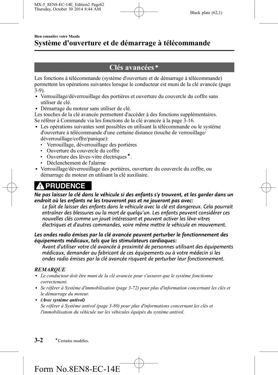 Mazda MX 5 Miata ND IV 4 manuel du proprietaire / page 62