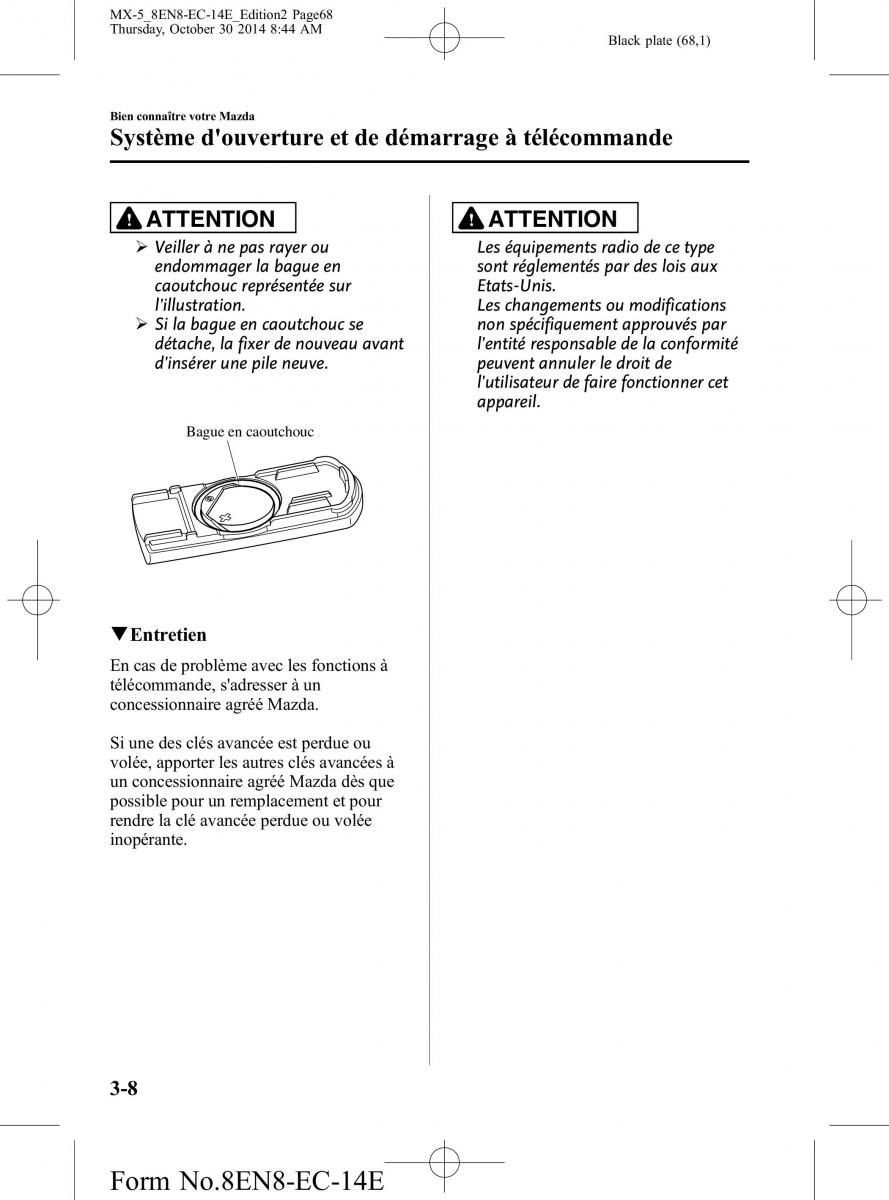 Mazda MX 5 Miata ND IV 4 manuel du proprietaire / page 68