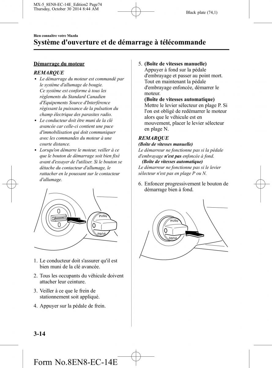 Mazda MX 5 Miata ND IV 4 manuel du proprietaire / page 74