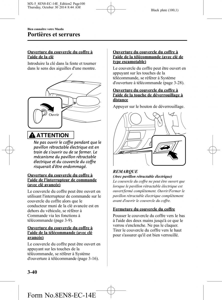 Mazda MX 5 Miata ND IV 4 manuel du proprietaire / page 100