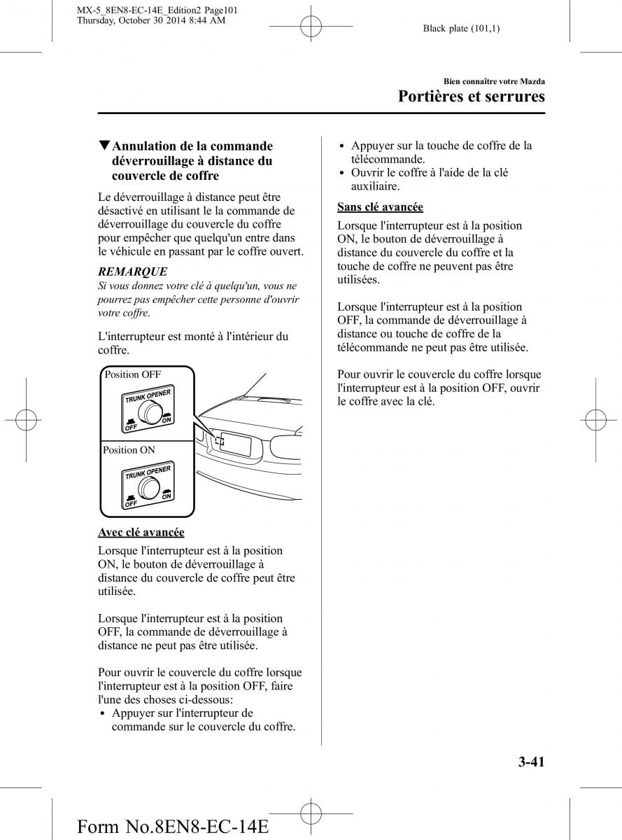 Mazda MX 5 Miata ND IV 4 manuel du proprietaire / page 101