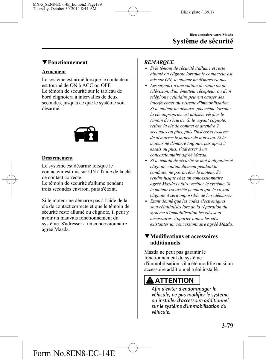 Mazda MX 5 Miata ND IV 4 manuel du proprietaire / page 139