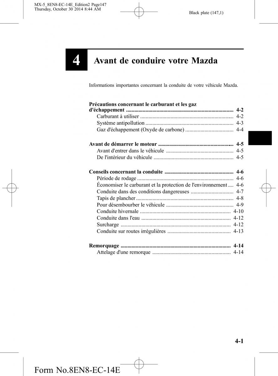 Mazda MX 5 Miata ND IV 4 manuel du proprietaire / page 147