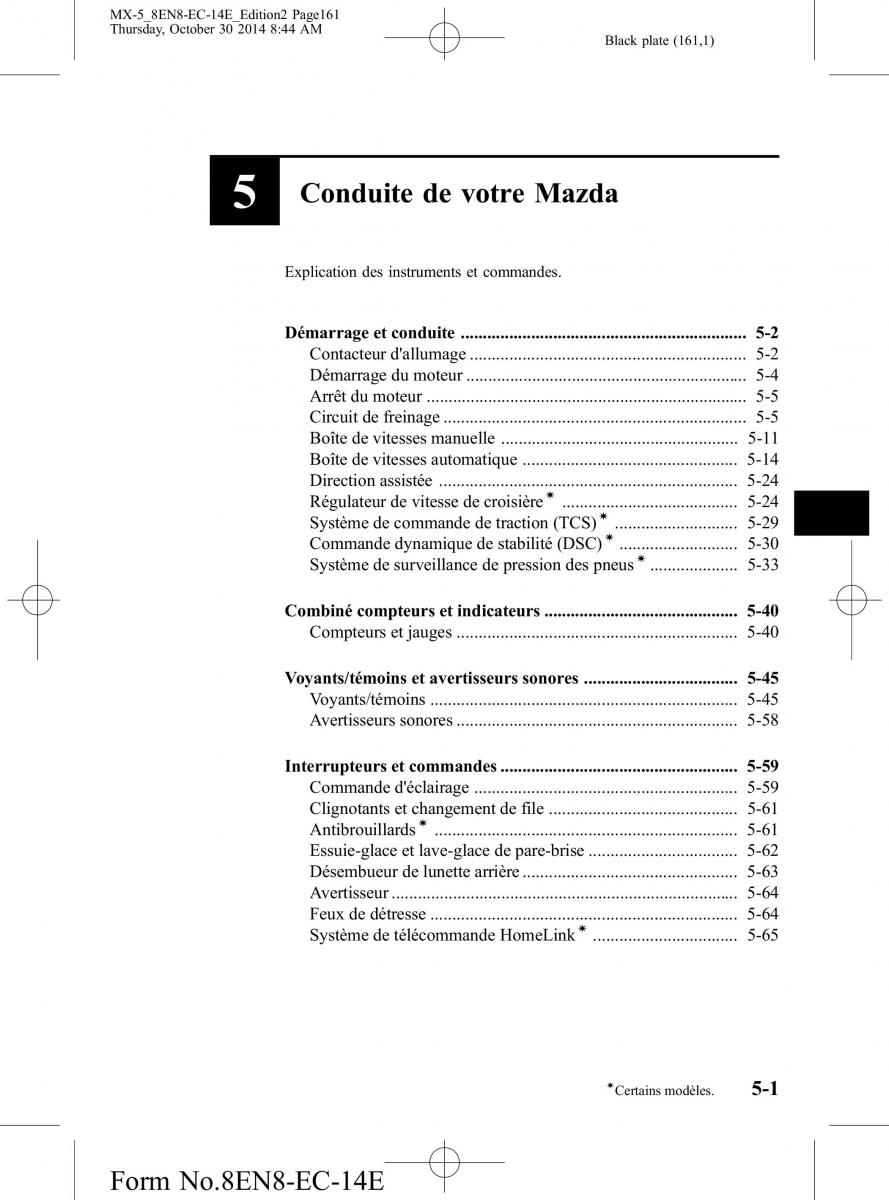 Mazda MX 5 Miata ND IV 4 manuel du proprietaire / page 161