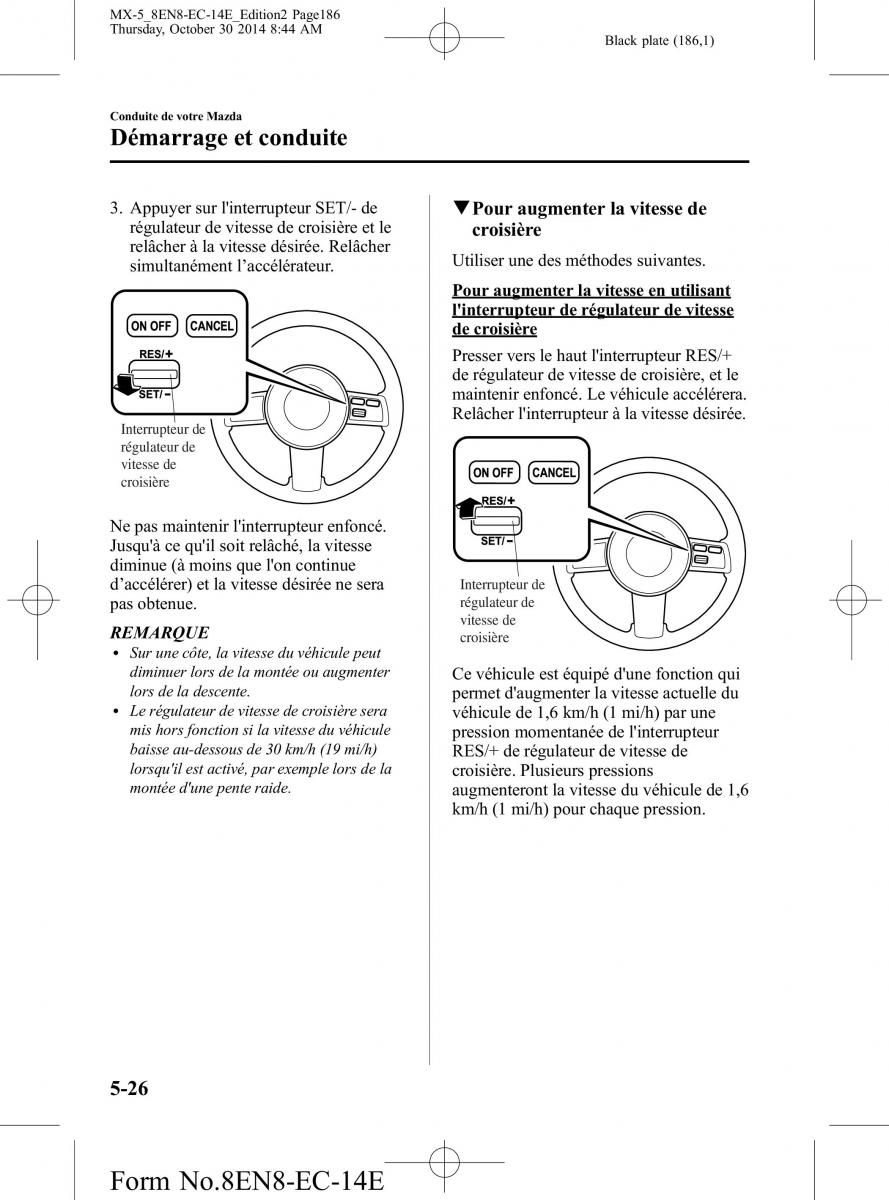 Mazda MX 5 Miata ND IV 4 manuel du proprietaire / page 186