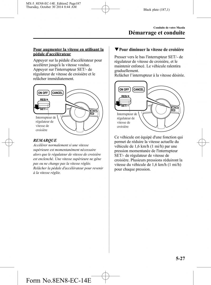 Mazda MX 5 Miata ND IV 4 manuel du proprietaire / page 187