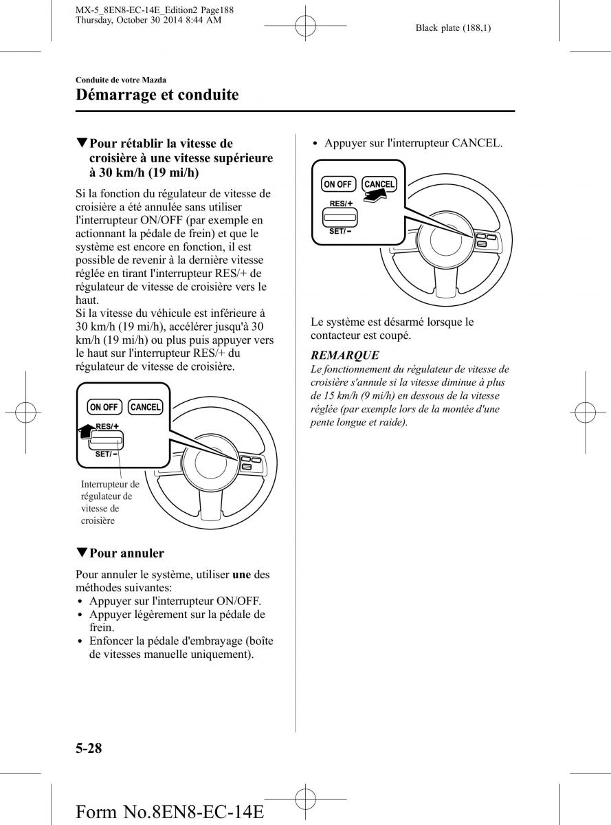 Mazda MX 5 Miata ND IV 4 manuel du proprietaire / page 188