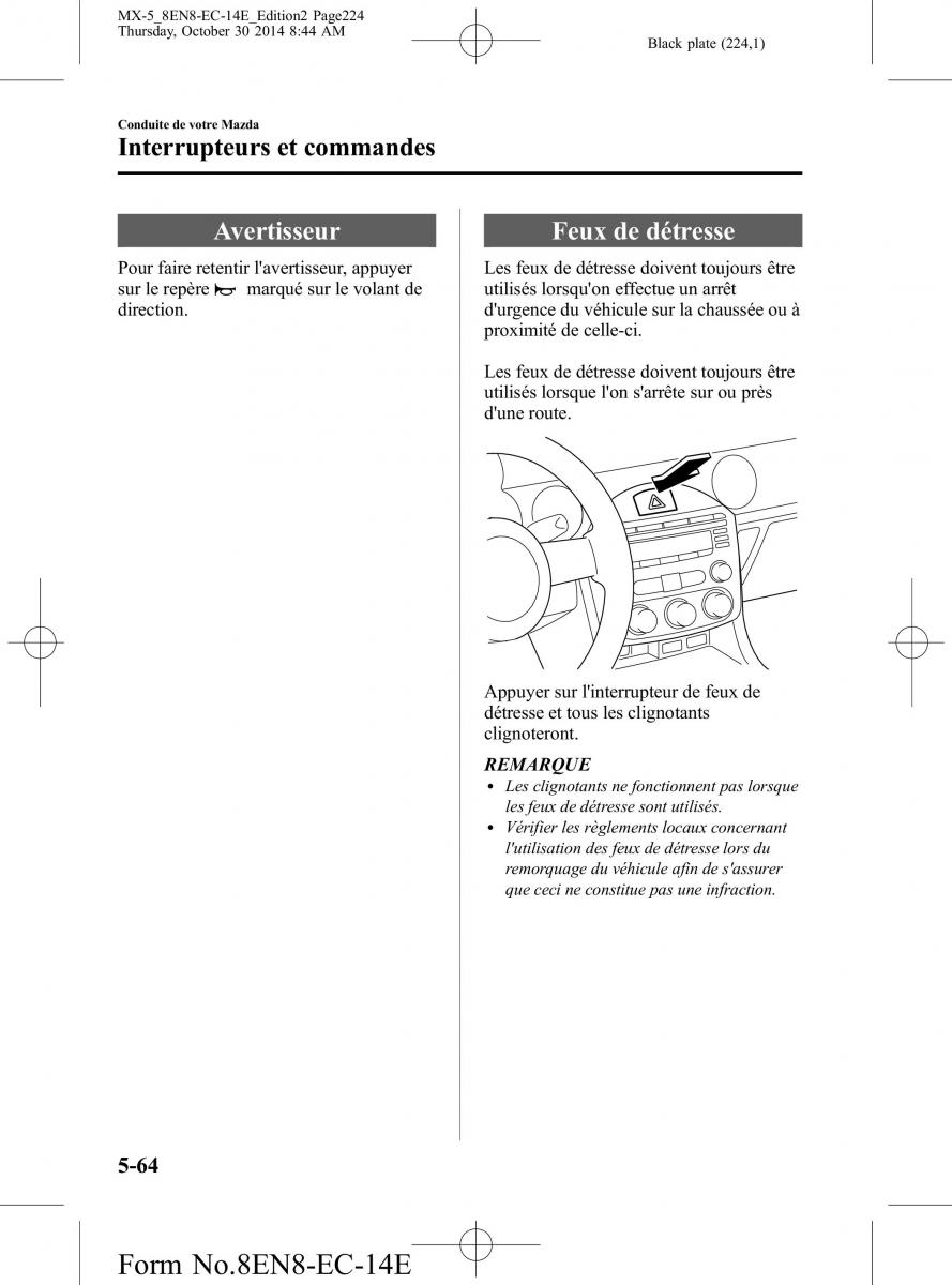 Mazda MX 5 Miata ND IV 4 manuel du proprietaire / page 224