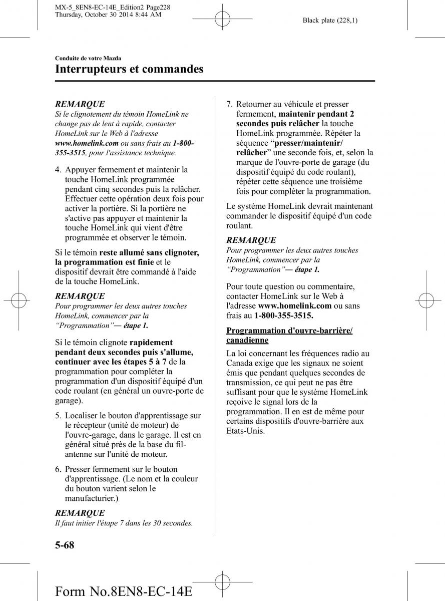 Mazda MX 5 Miata ND IV 4 manuel du proprietaire / page 228