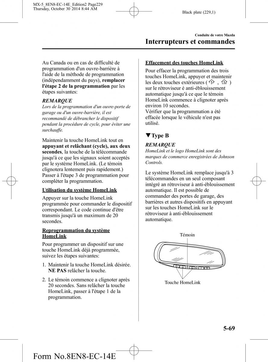 Mazda MX 5 Miata ND IV 4 manuel du proprietaire / page 229