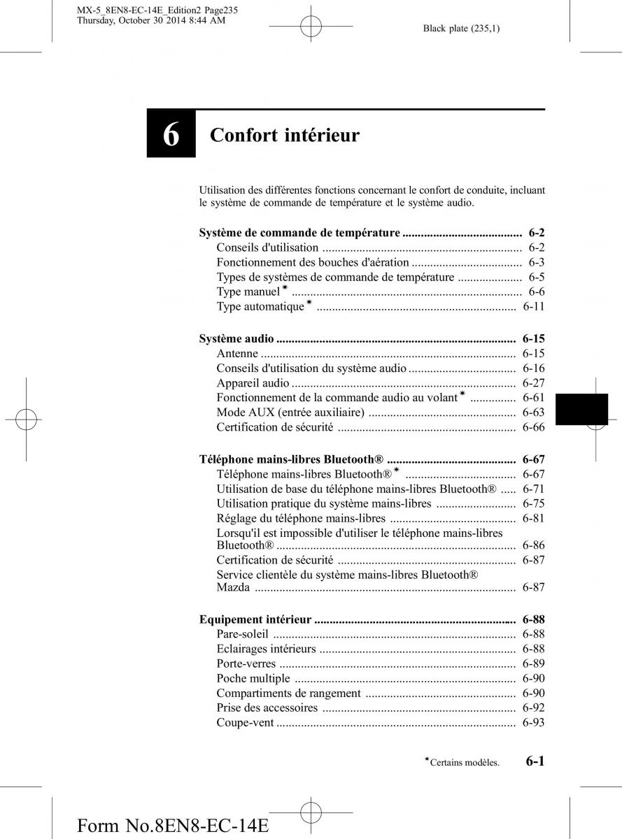 Mazda MX 5 Miata ND IV 4 manuel du proprietaire / page 235