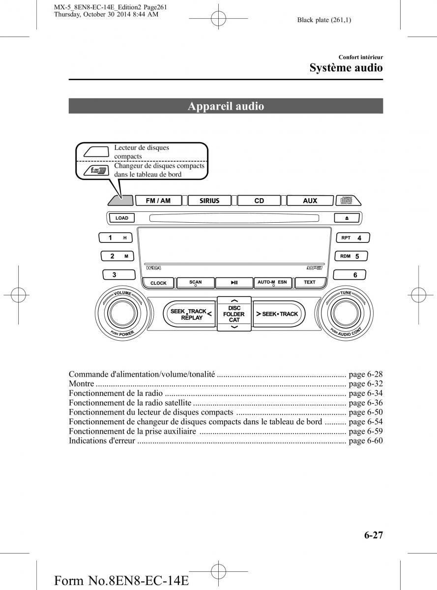 Mazda MX 5 Miata ND IV 4 manuel du proprietaire / page 261