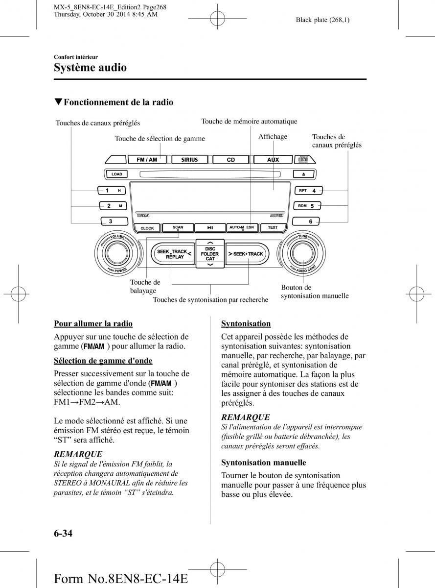 Mazda MX 5 Miata ND IV 4 manuel du proprietaire / page 268