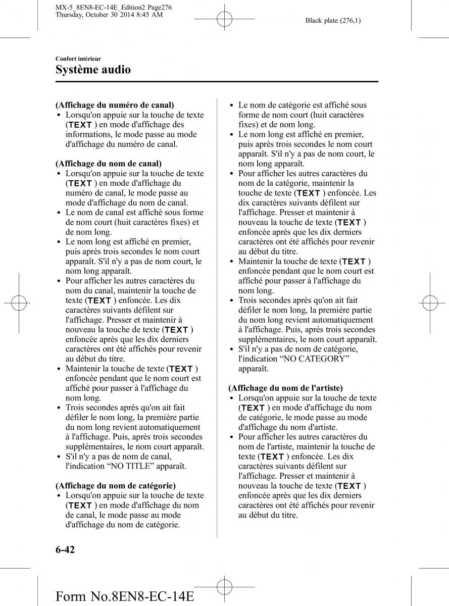 Mazda MX 5 Miata ND IV 4 manuel du proprietaire / page 276