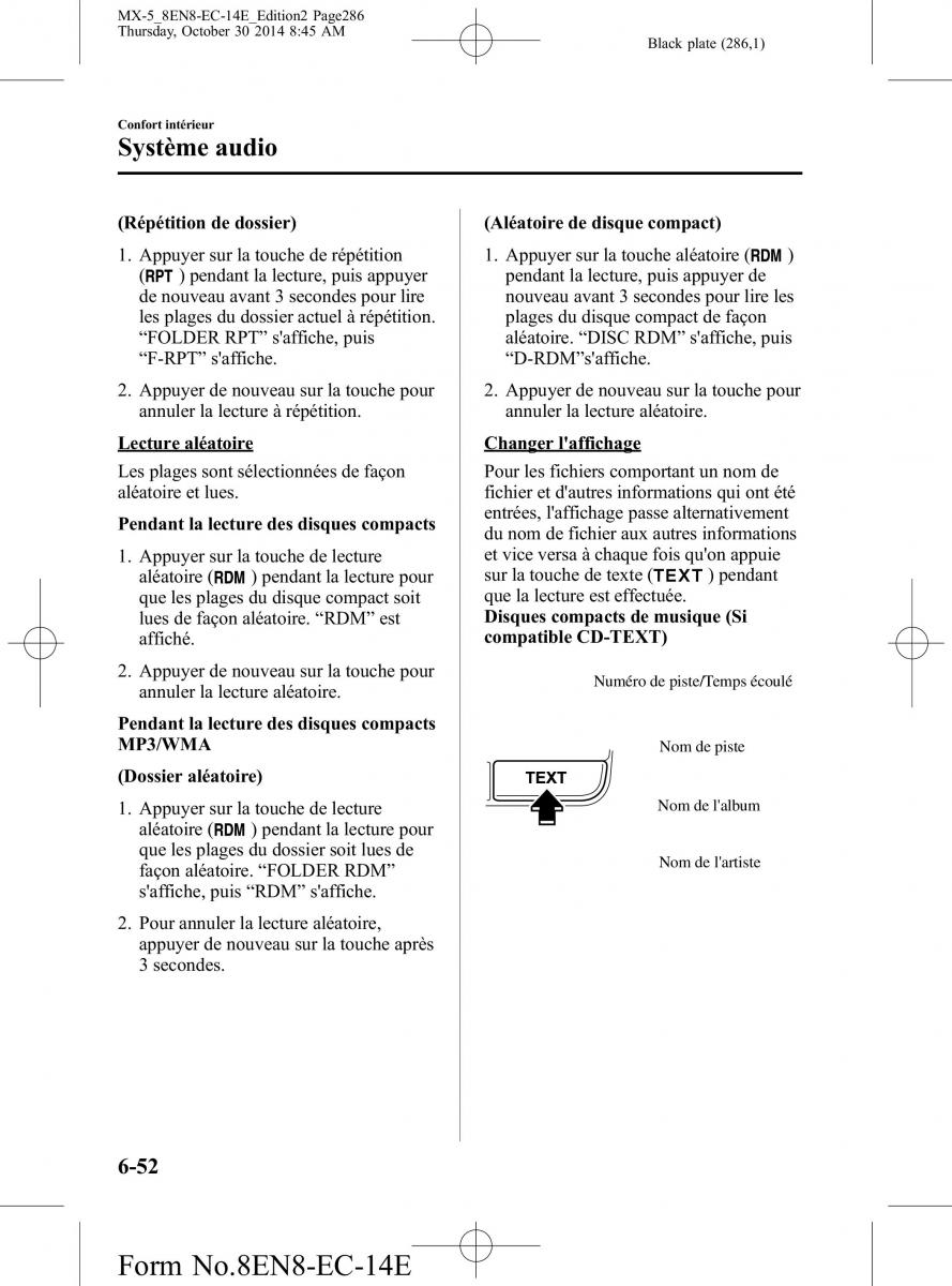 Mazda MX 5 Miata ND IV 4 manuel du proprietaire / page 286