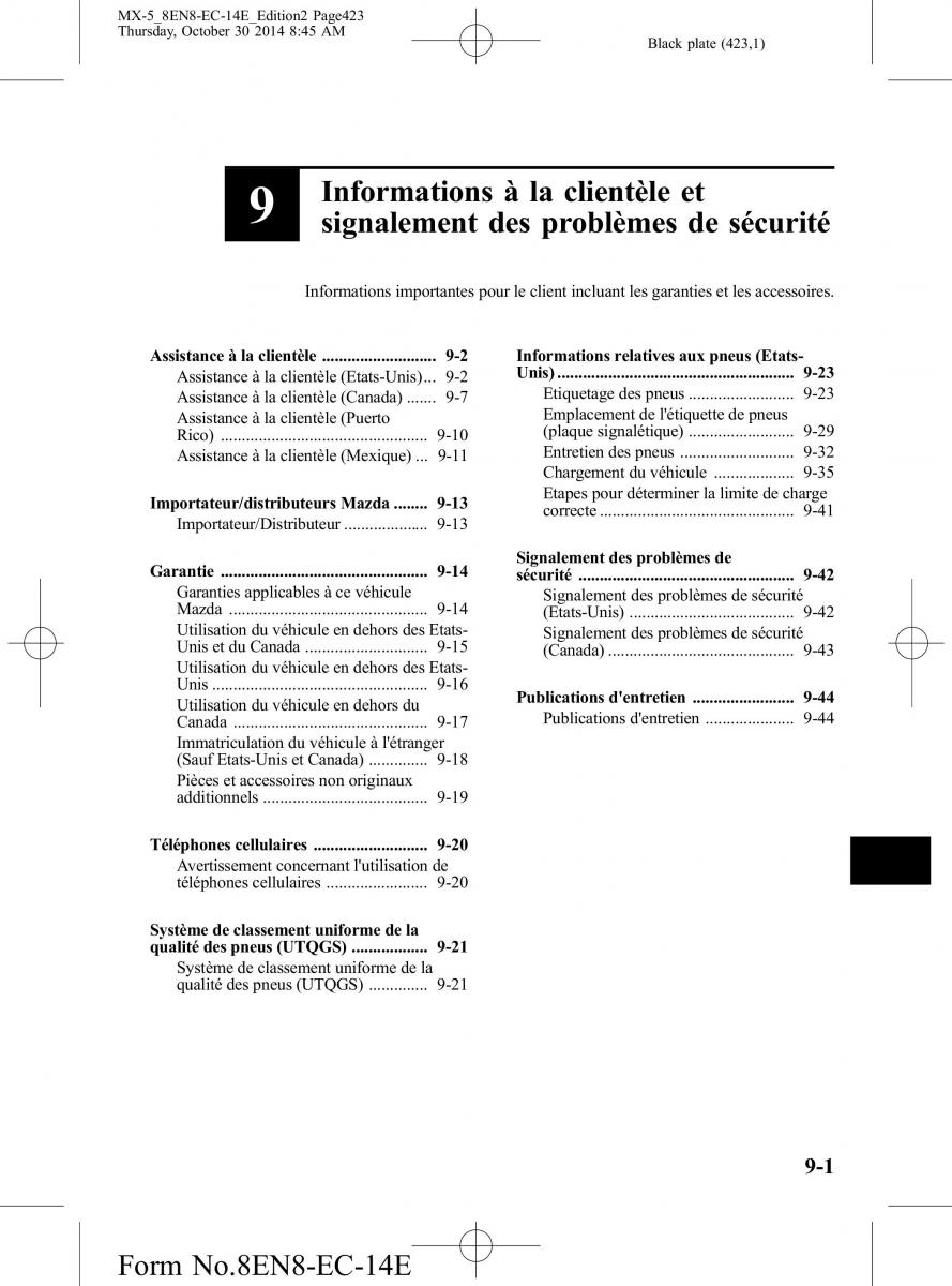 Mazda MX 5 Miata ND IV 4 manuel du proprietaire / page 423