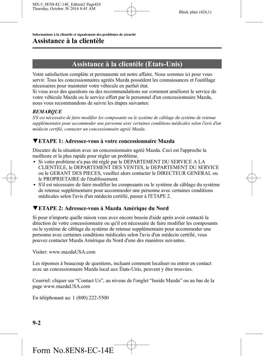 Mazda MX 5 Miata ND IV 4 manuel du proprietaire / page 424