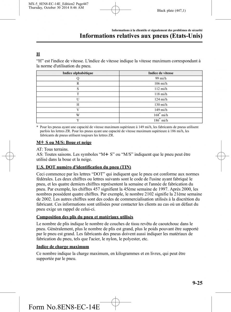 Mazda MX 5 Miata ND IV 4 manuel du proprietaire / page 447