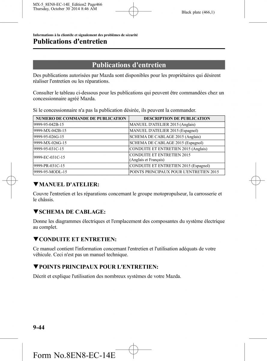 Mazda MX 5 Miata ND IV 4 manuel du proprietaire / page 466