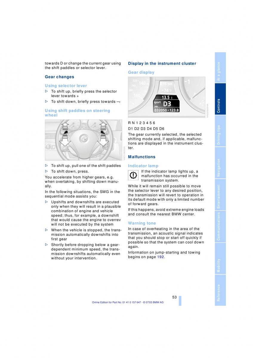 BMW 5 E60 E61 owners manual / page 55