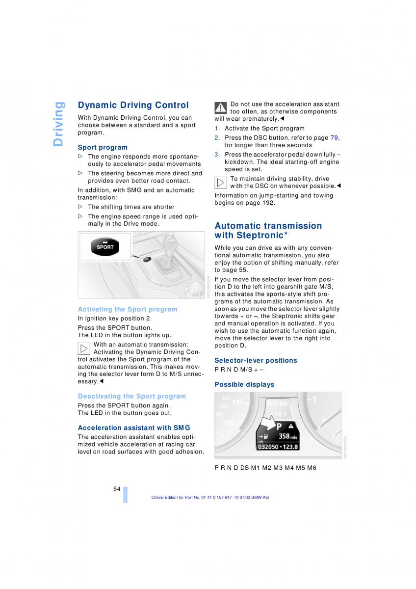 BMW 5 E60 E61 owners manual / page 56