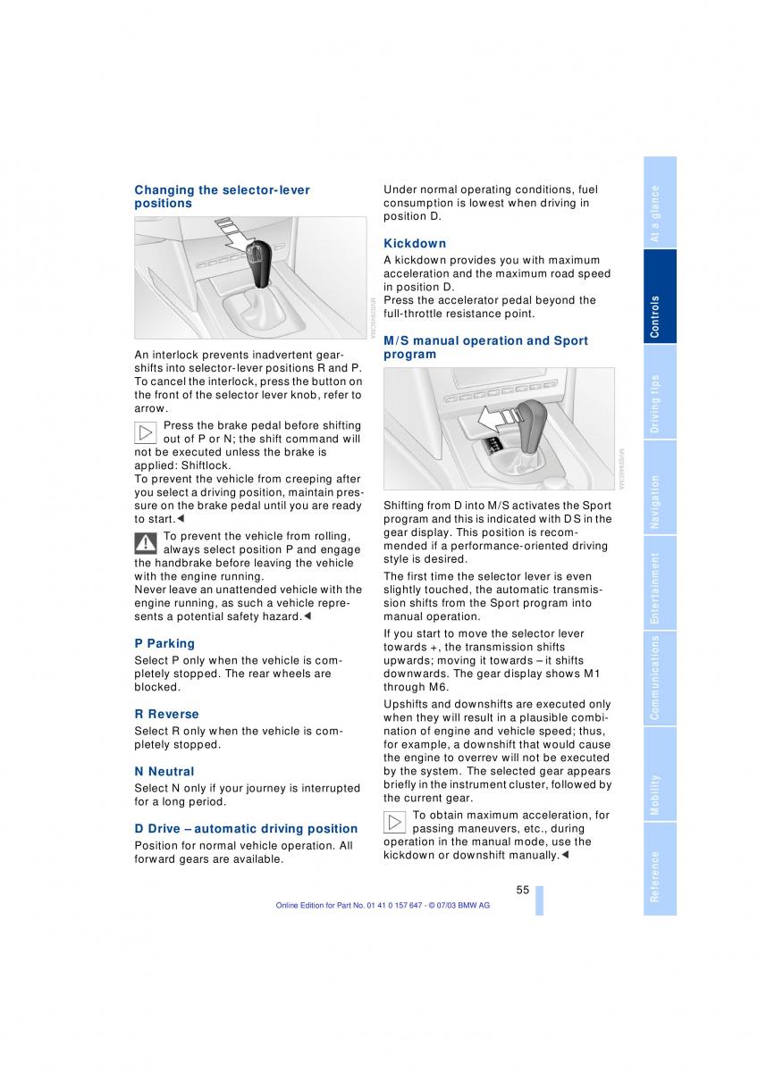 BMW 5 E60 E61 owners manual / page 57