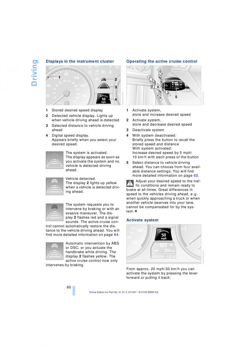 BMW 5 E60 E61 owners manual / page 62