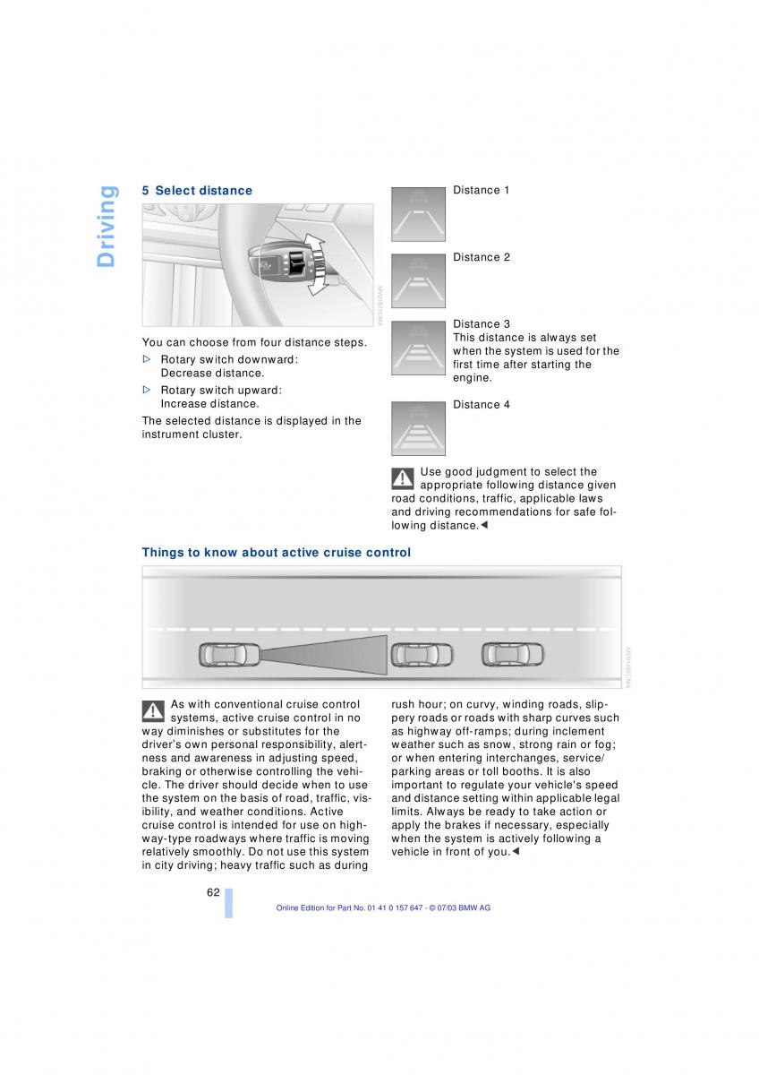 BMW 5 E60 E61 owners manual / page 64