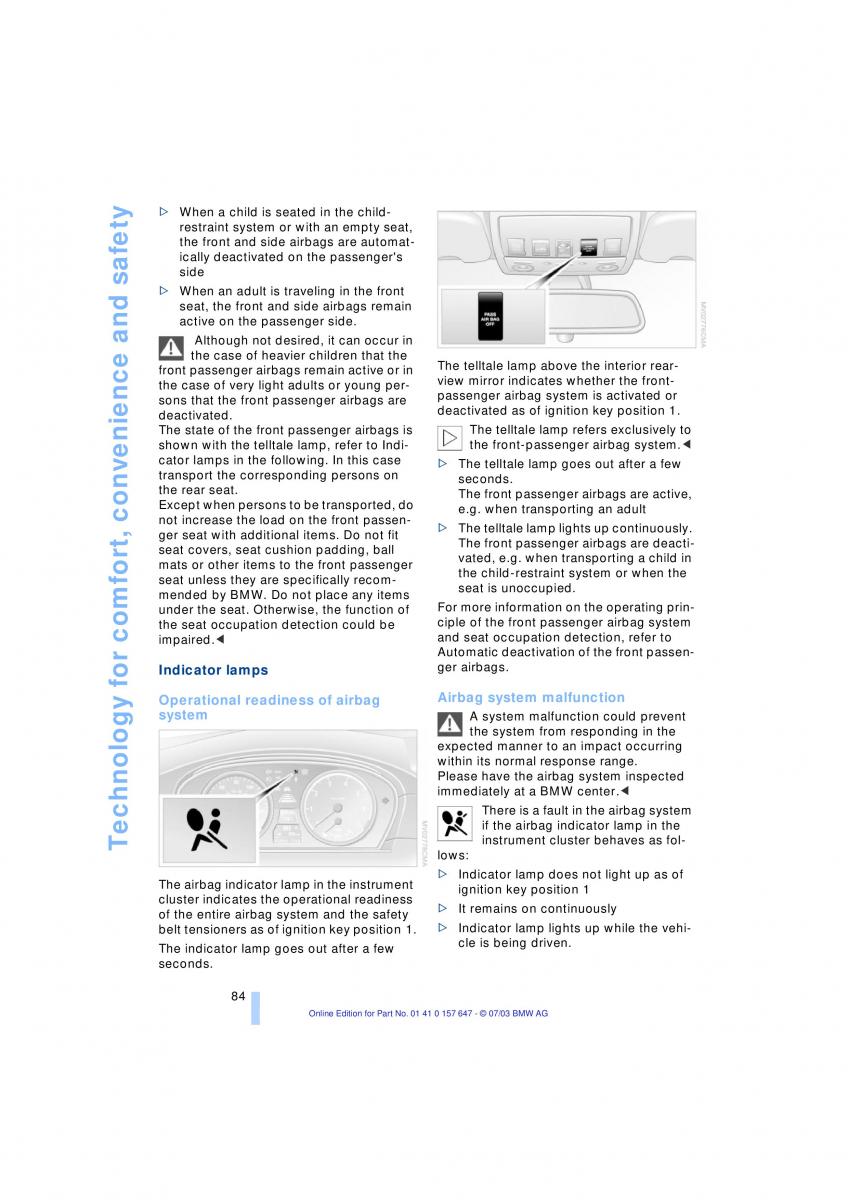 BMW 5 E60 E61 owners manual / page 86