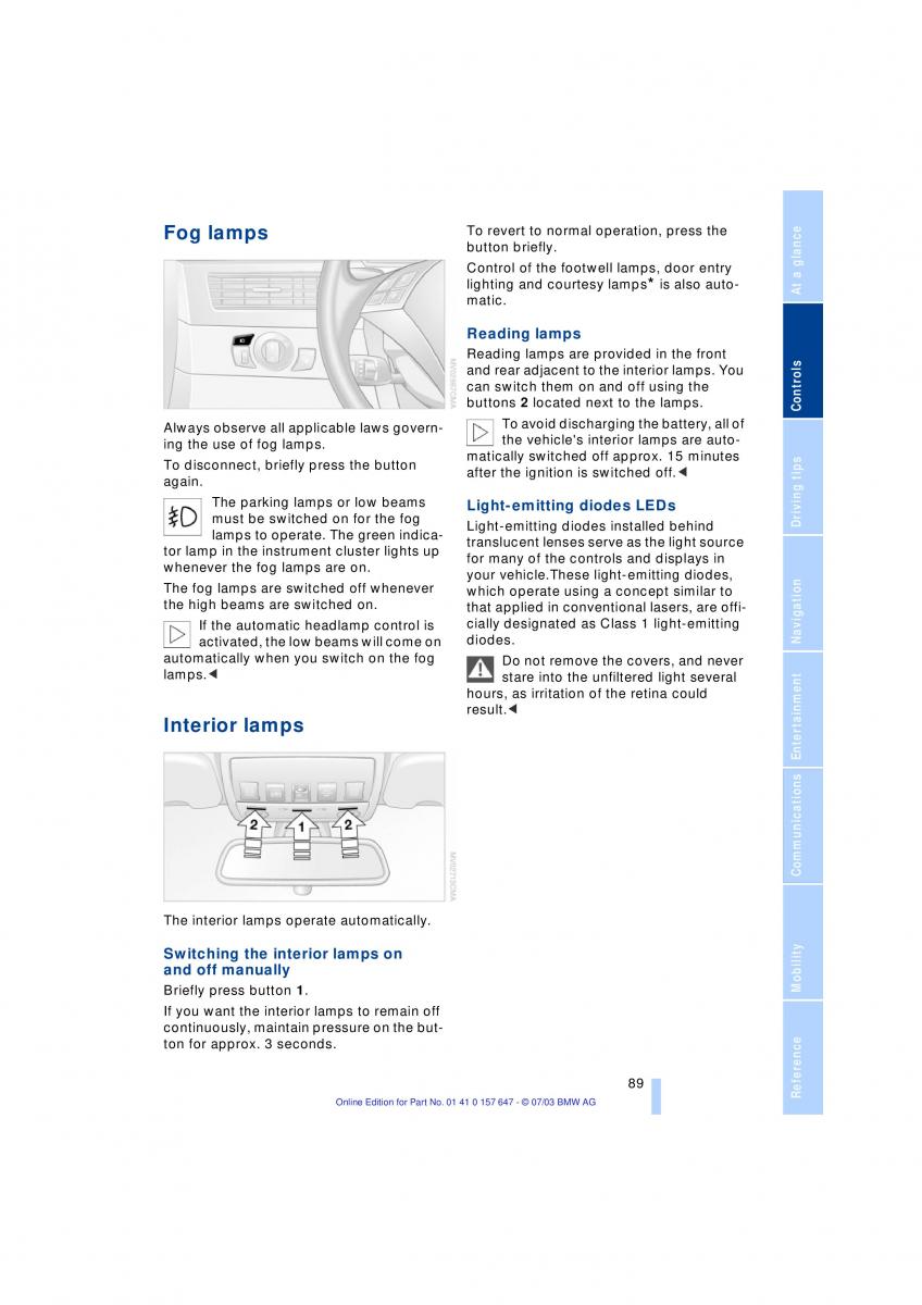 BMW 5 E60 E61 owners manual / page 91