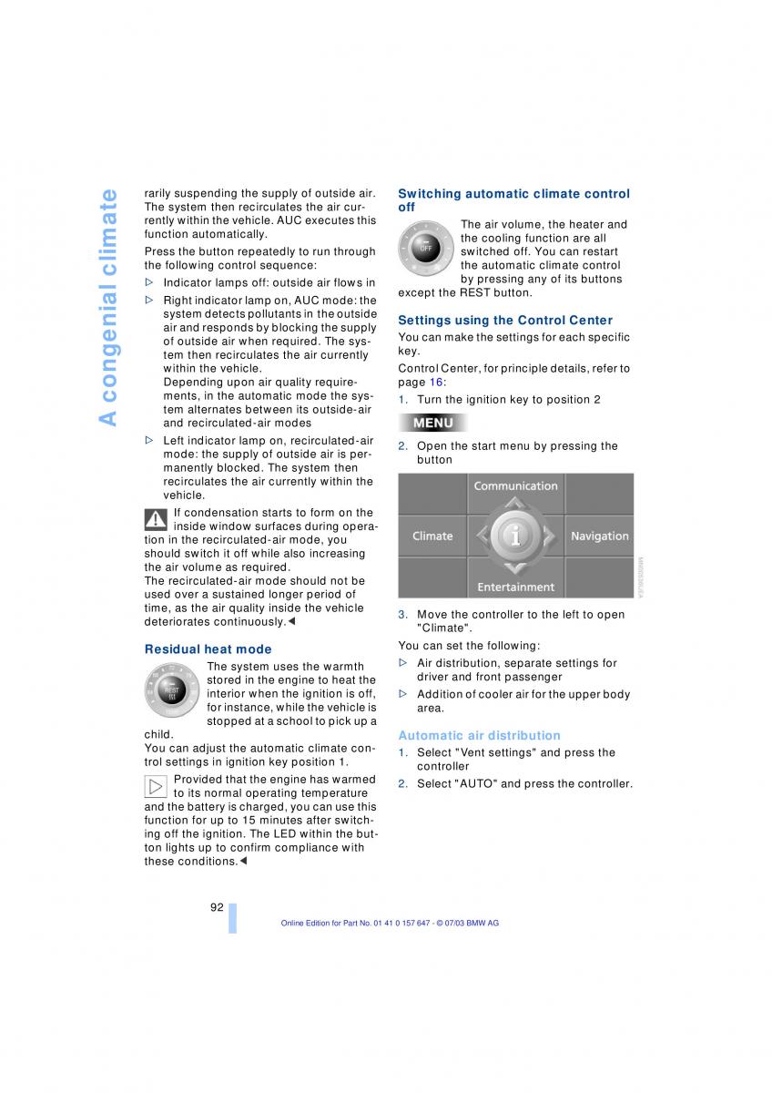 BMW 5 E60 E61 owners manual / page 94