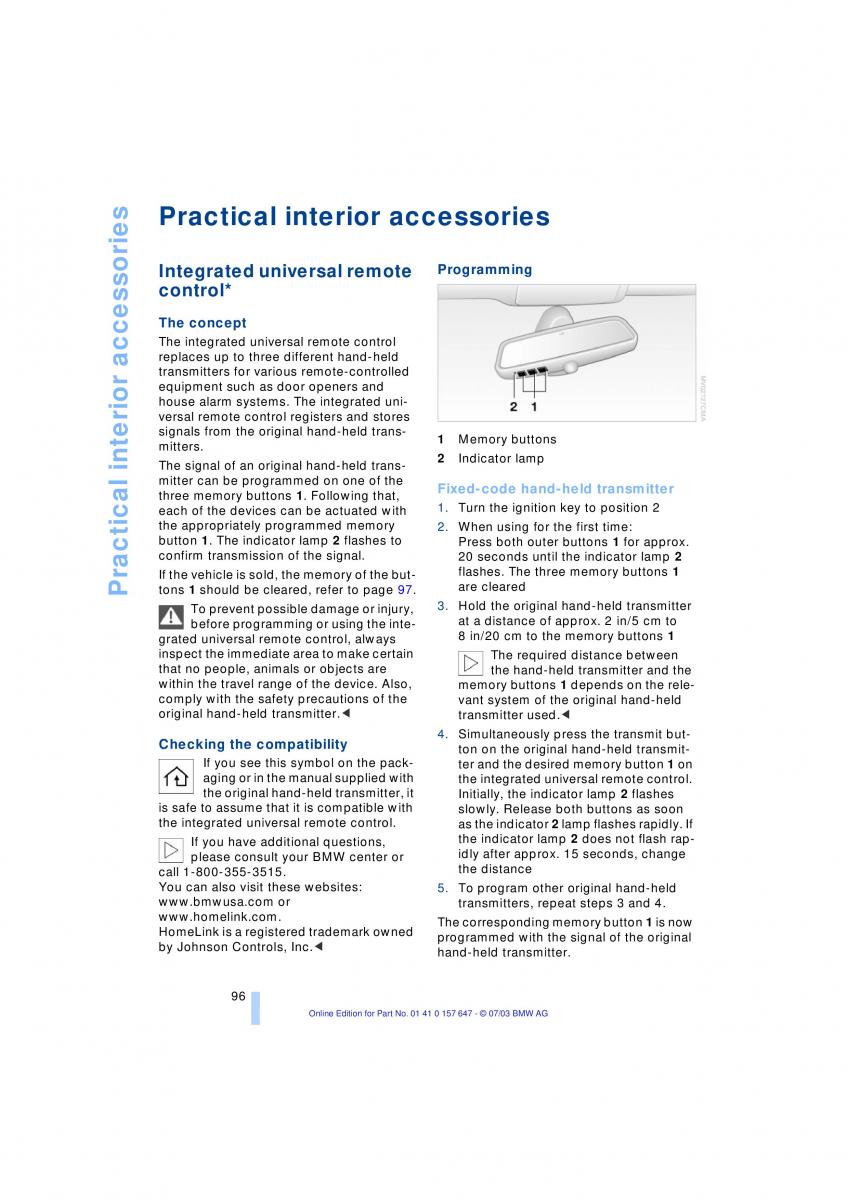 BMW 5 E60 E61 owners manual / page 98